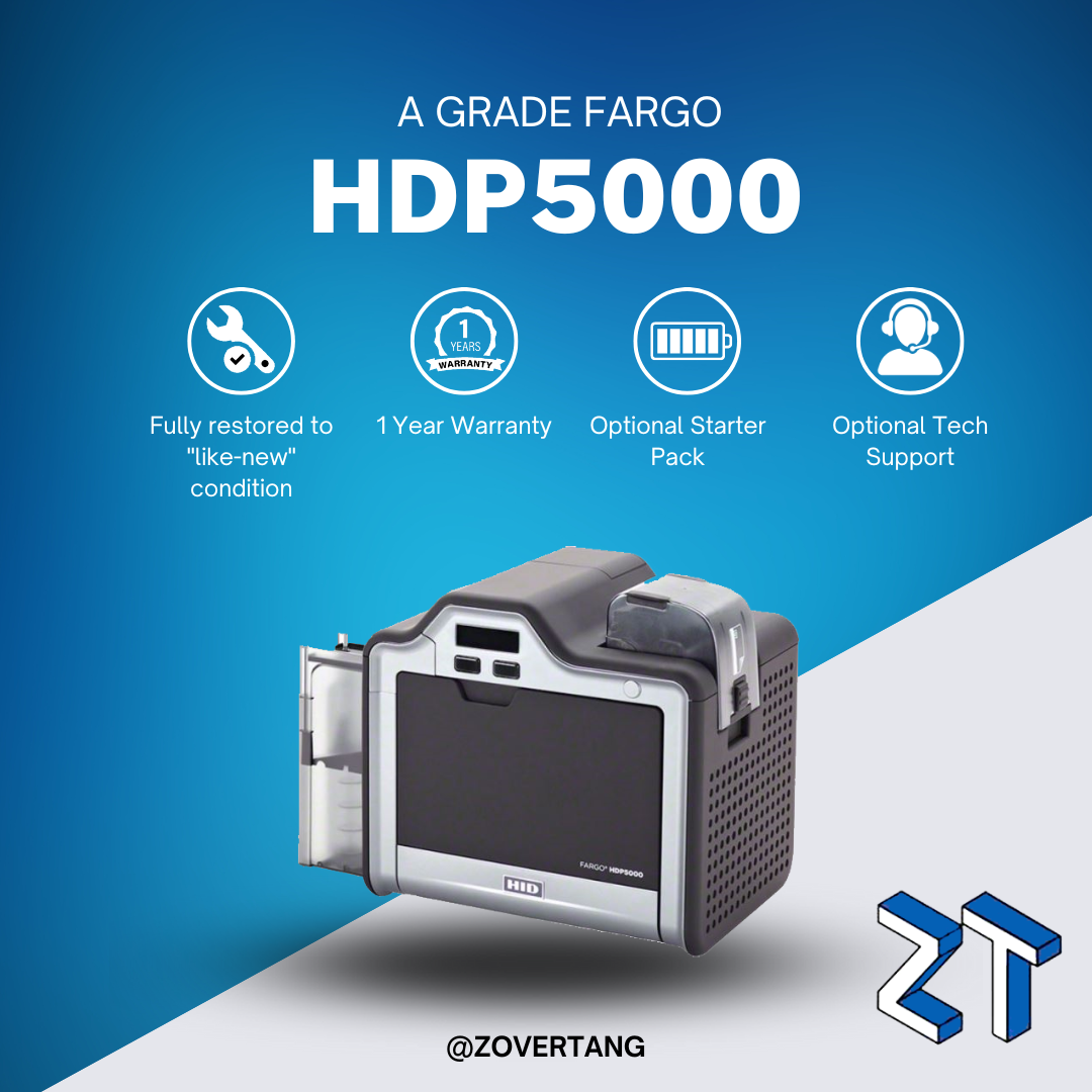 A Grade HDP5000 Retransfer Single Sided ID Card/Badge Printer