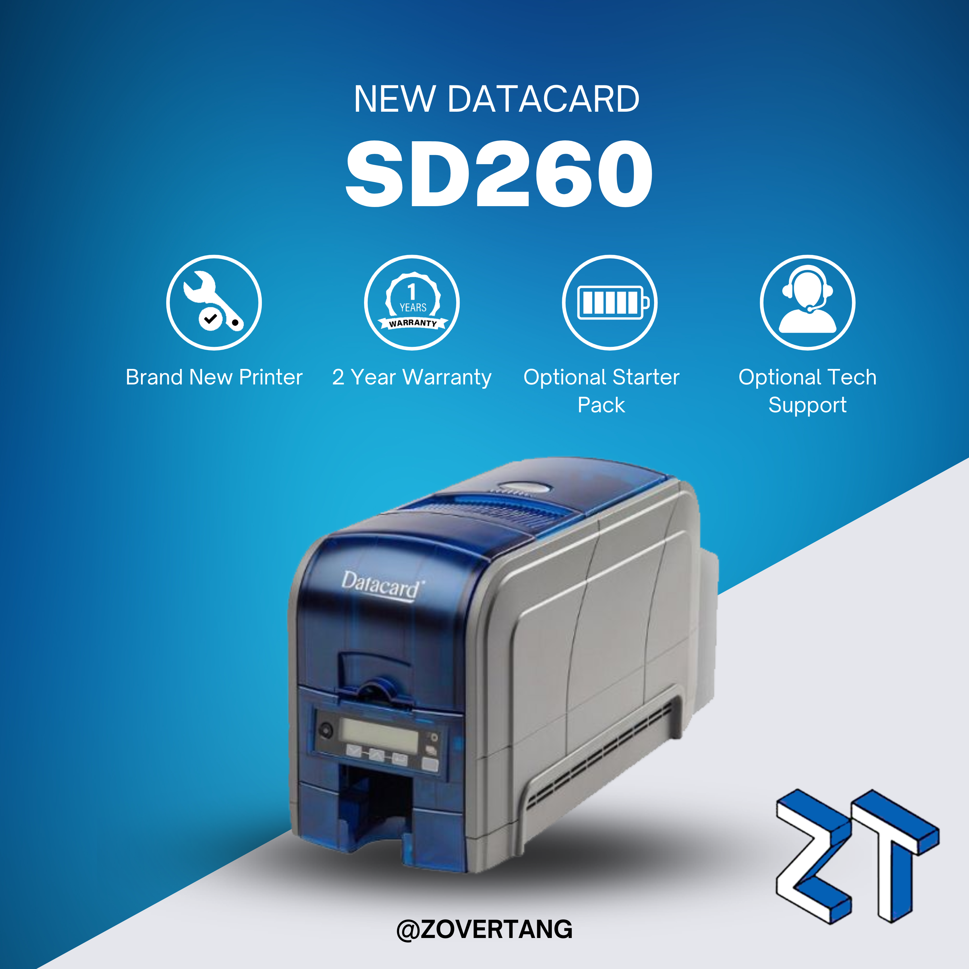 Datacard SD260, Single-Sided, 100-Card Hopper & Magnetic Encoding