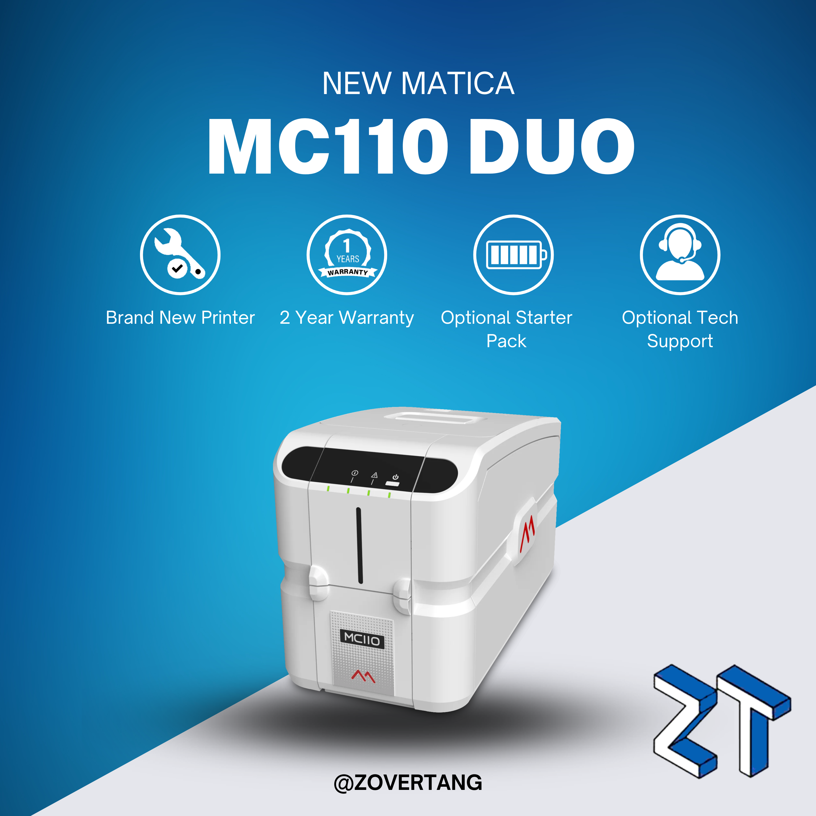 Matica MC110 Dual-Sided ID Card, Badge Printer, Starter Pack, Tech Support