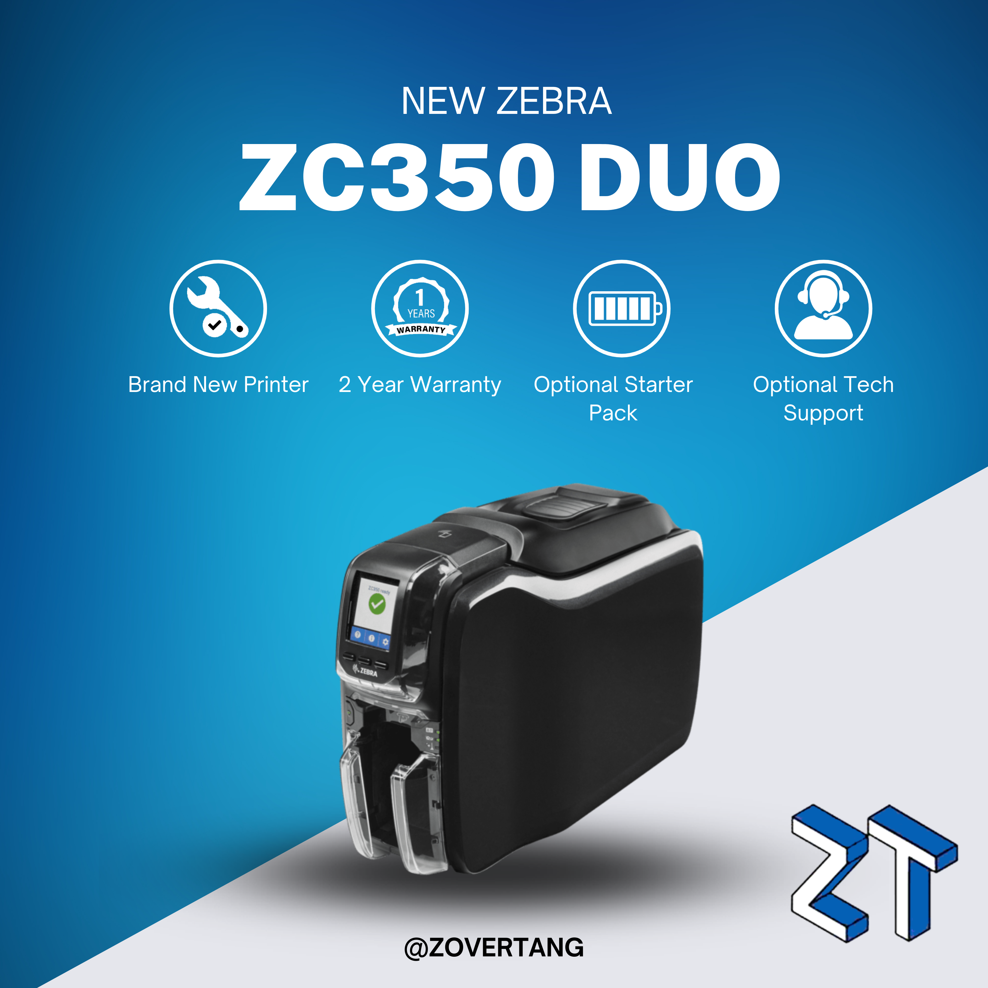 Zebra ZC350 Plastic Card Printer with Magnetic Stripe Encoder (Dual-Sided)