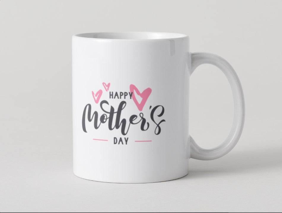 Happy Mothers Day Mug with Pink Hearts