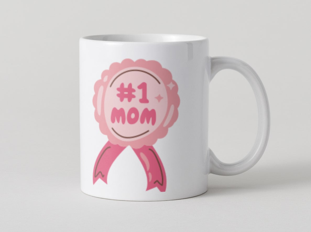 Number 1 - #1 Mum - With Pink Ribbon - Mug