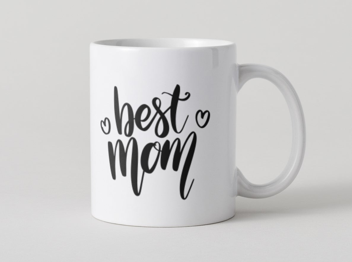 Best Mum - Black Text - Love Heart - Mug