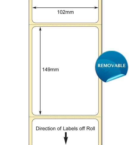 White 102 x 149mm Direct Thermal Labels, Perm Adhesive