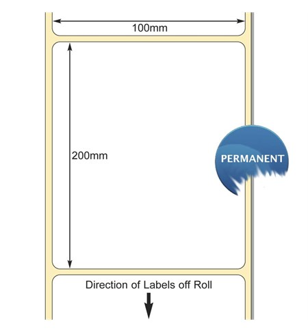 White 100 x 200mm Standard Direct Thermal Permanent Label (38mm core)