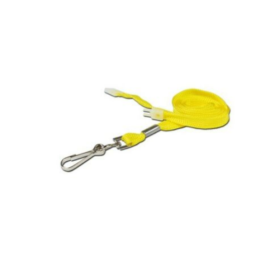 Budget Yellow Lanyards - 10mm Wide - Metal Clip - 100 Pack - With Breakaway