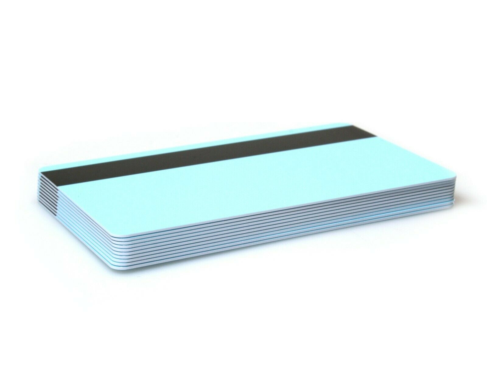 Light Blue Blank Plastic, CR80, 30Mil with HI-CO Magnetic Stripe - Pack of 100